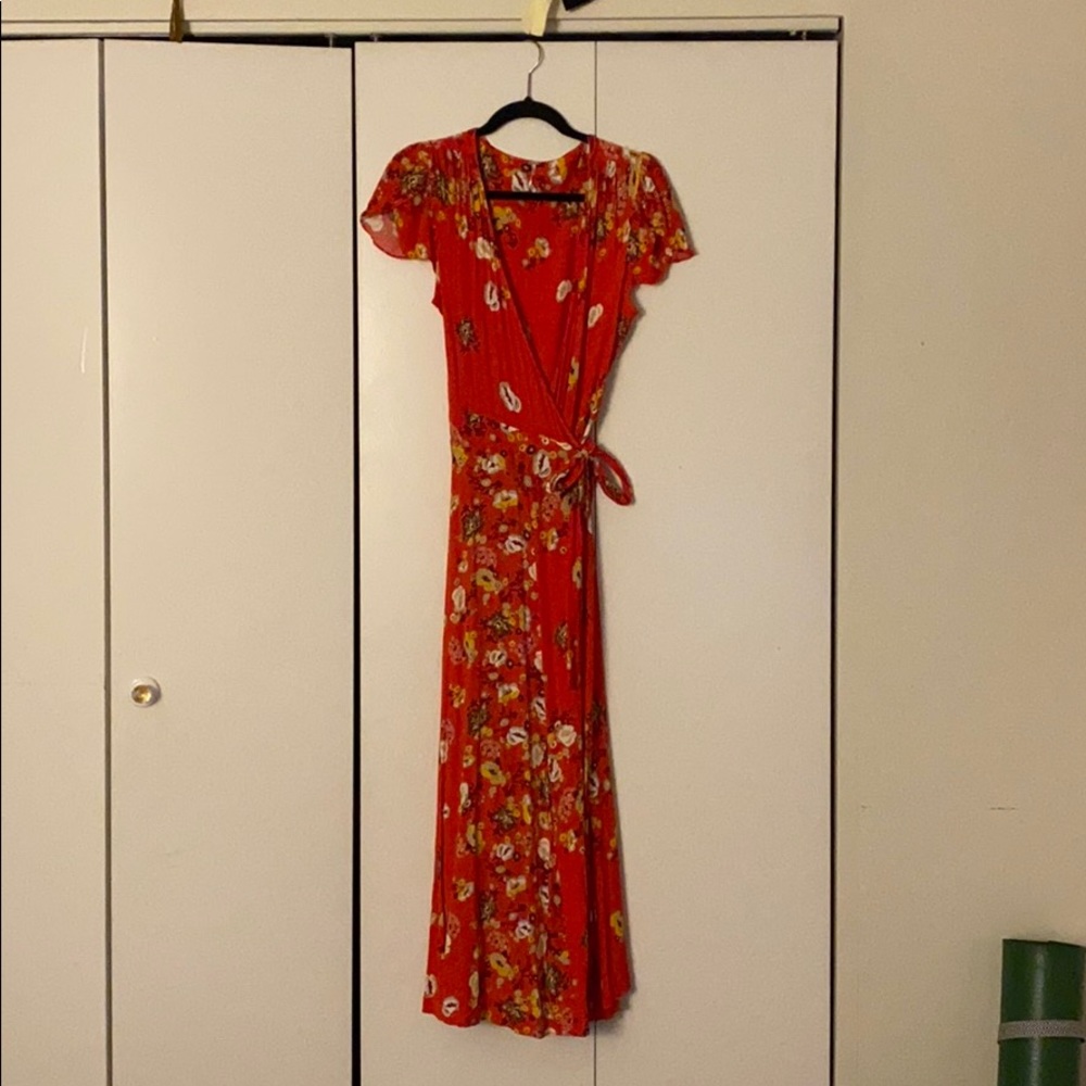 Free People red Gorgeous Jess Wrap Maxi Dress